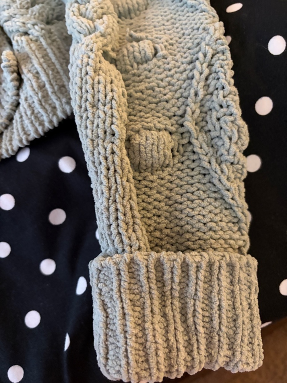 Jessica Simpson Open-Front Cable Knit Cardigan - Sage Blue - Picture 4 of 4
